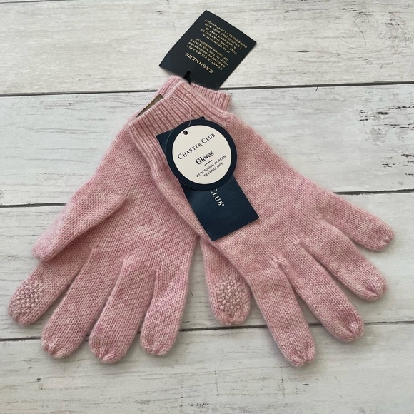 Touch Screen Compatible Gloves Charter Club 100% Cashmere Pink One-Size NWT - Picture 1 of 7